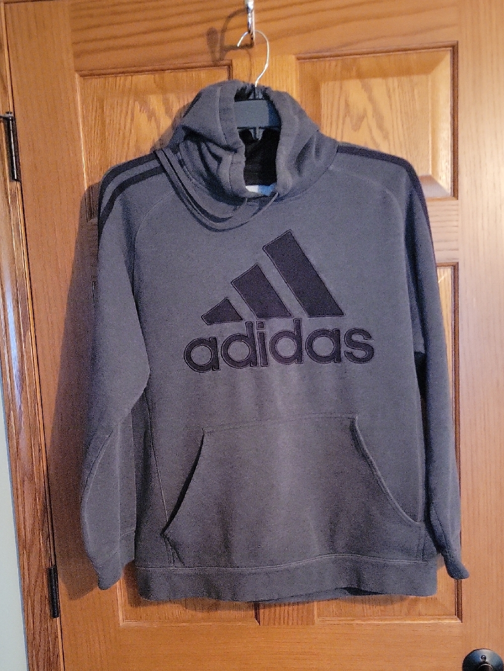 adidas Men's Charcoal Gray Pullover Hoodie